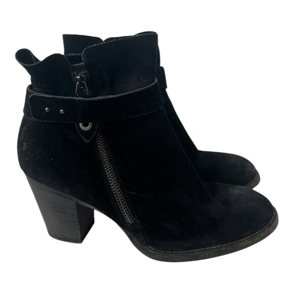 Paul Green Shoes - Paul Green Dallas Black Suede Stacked Heeled Ankle Boots Size 8 US